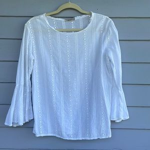 White Eyelet Summer Top Valentina Naldo, Large.